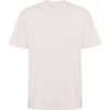 An oversized T-shirt in a light beige colour, featuring a plain design and short sleeves. It has a logo on the label.