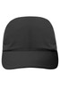 A black 3 Panel Cap featuring a structured design and a logo on the front.