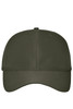 A green 6-panel workwear cap with a smooth texture and a logo on the front.