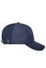 A navy blue 6-panel workwear cap with a curved brim and an adjustable strap at the back, featuring a logo.