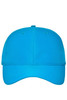 A bright blue six-panel workwear cap featuring a curved brim and ventilation holes, with a logo on the front.