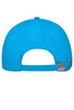 A bright blue 6-panel cap with a metal buckle closure at the back and ventilation eyelets.