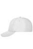 A white 6-panel workwear cap with a curved brim and a logo on the side.