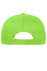 A bright green 6-panel cap made of organic cotton, featuring an adjustment strap at the back and a logo.