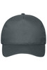 A 5-panel cap made of organic cotton in a dark grey colour, featuring a logo on the front.