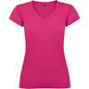 A pink Victoria T-Shirt with short sleeves and a V-neckline. It has a simple design and includes a logo.