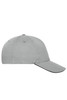 A grey 5-panel sandwich cap made from organic cotton, featuring a curved brim and a logo on the front.