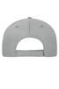 A grey 5-panel sandwich cap made from organic cotton, featuring an adjustable strap and a logo.