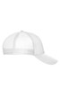 A white 6-panel mesh cap featuring a solid front and mesh back, with a curved brim and a logo.