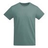 A light green t-shirt with a round neck and short sleeves, featuring a subtle branding logo.