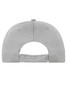 A grey 6 panel sports cap with a mesh back and an adjustable strap, featuring a logo on the side.