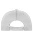 A grey 6 panel sports cap with ventilation eyelets and an adjustable strap at the back, featuring a logo.