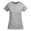 A light grey women's t-shirt featuring a classic crew neckline and short sleeves, with a logo present.