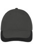 A black 5 panel sports cap featuring a curved brim and a logo on the front.