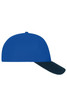 A blue and navy 6 panel mesh cap with a structured design and a curved brim. It features a logo on the front.