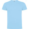A light blue t-shirt with a crew neck design, featuring a logo on the label.
