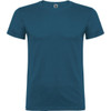 A teal t-shirt with a classic crew neck design and a branding label on the neckline.