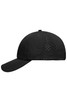 A black cap with perforated design and a curved brim. It features a logo on the side.