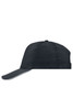 A black 5 Panel Promo Sandwich Cap with a contrasting trim and a logo on the front.