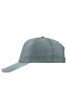 A grey 5 Panel Promo Sandwich Cap with a curved brim and a logo on the side.