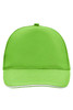 A bright green 5 Panel Promo Sandwich Cap with a curved brim and a top button. It features a logo on the front.