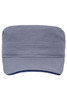 A military-style cap in grey with a structured flat top and a dark underside. Includes a logo on the front.
