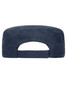 A dark navy cap featuring a flat design and adjustable strap at the back, with a logo on the side.