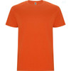 An orange Stafford T-shirt with a classic crew neck and short sleeves. It features a branding label on the inside.