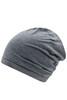 A grey beanie with a soft, slouchy design, featuring a ribbed band at the base and minimal creasing.