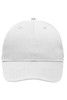 A white six-panel workwear cap with a curved brim and a logo on the front.