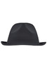 A black promotional hat with a wide brim and a structured top. It features a logo on the side.