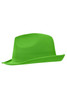 A green promotion hat with a stylish, flat-brimmed design and a logo.