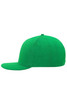 A vibrant green 6-panel cap with a curved brim and a fitted design, featuring a logo on the side.