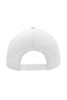 A white 6 Panel Pro Cap Style cap featuring a snapback closure and a plain design on the back.