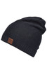 A cotton hat in black with a folded brim and a small logo patch.