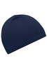 A navy running beanie featuring a soft, fitted design and an unadorned surface, ideal for outdoor activities.