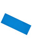 A blue running headband with a smooth texture and an attached logo on one side.