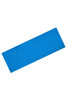 A blue running headband featuring a logo, designed for comfort and style during activities.
