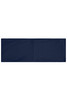 A navy running headband features a simple, sleek design and includes a logo.