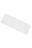 A white running headband featuring a logo, designed for sports and fitness activities.