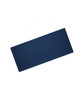 A blue bio cotton headband laid flat against a white background, featuring a logo on one side.