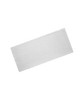 A white bio cotton headband, rectangular in shape, featuring a logo.