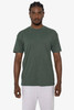 A short sleeve crew tee in a dark green colour, paired with light grey bottoms. The shirt features a logo.