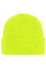A reflective winter beanie in bright yellow, featuring a knitted design and a folded cuff.