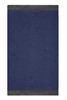 A navy blue Winter X-Tube scarf with a contrasting grey border and a logo. Suitable for cold weather.
