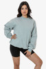 A light grey heavy fleece pullover with a relaxed fit, featuring long sleeves and a crew neckline.