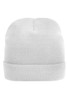 A white knitted beanie featuring Thinsulate™ insulation. The beanie has a rolled cuff and a simple design.