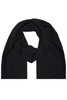 A black fleece scarf featuring a soft, textured fabric and a classic design. It includes a logo.