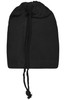 A black balaclava with a drawstring at the opening, featuring a smooth, flexible fabric.