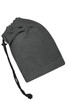 A dark grey balaclava with a drawstring closure, categorized as a clothing accessory. It features a smooth texture.